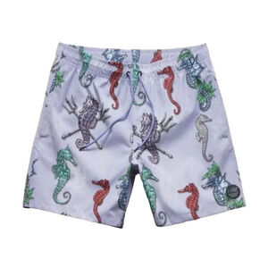 Psycho Tuna Purple Seahorse Mermaid Swim Trunks Board Pool Shorts Size XL NWT
